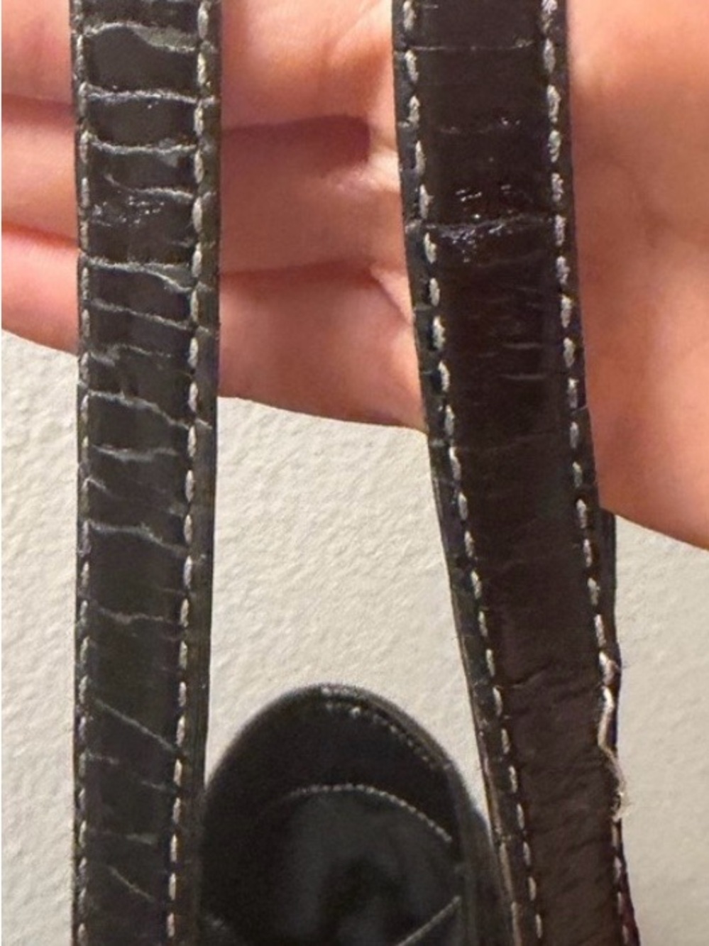 Coach Black Leather Tote with Contrast Stitching - Picture 7 of 11